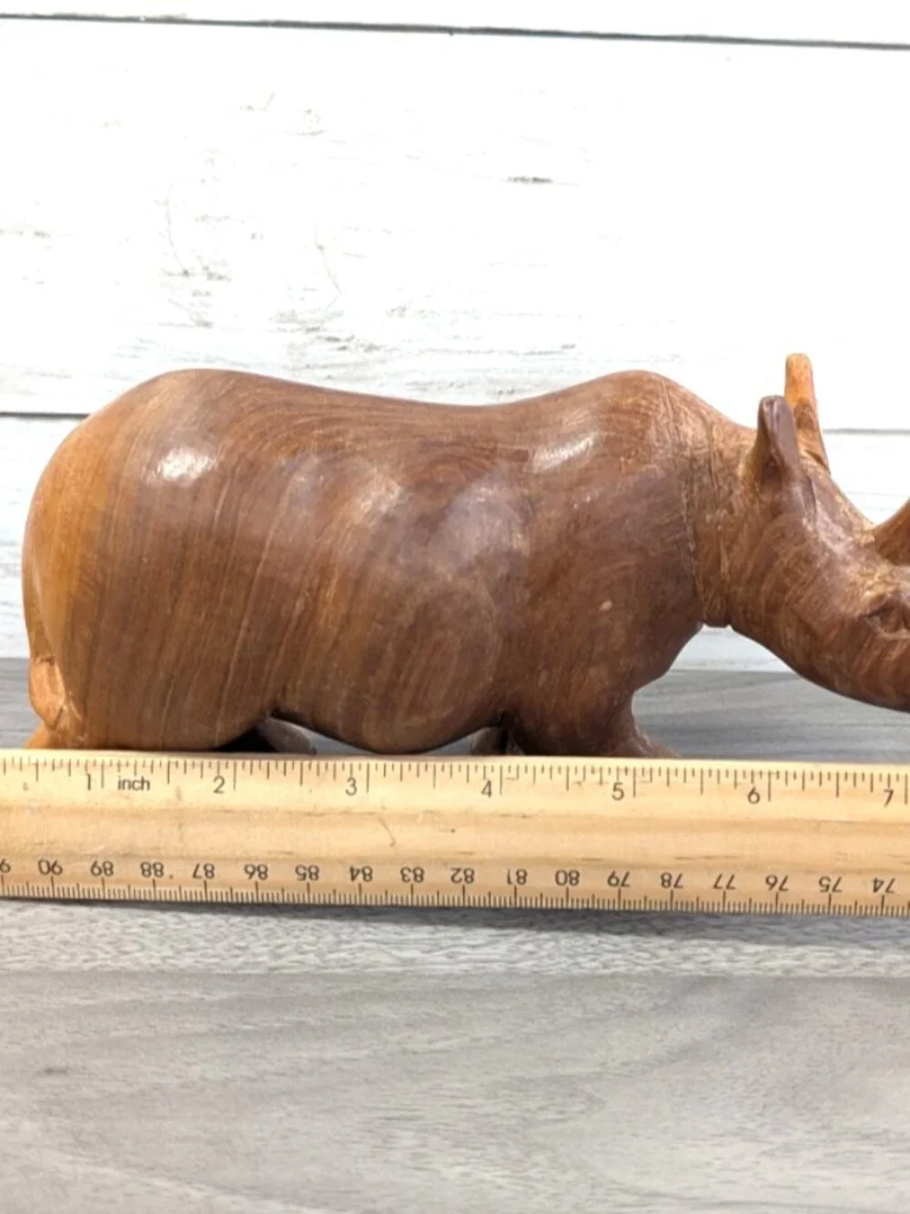 VTG Hand Carved Solid Wood Rhino-Rhinoceros figure 8